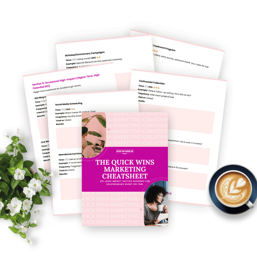 Freebie: The Quick Wins Marketing Cheatsheet 2