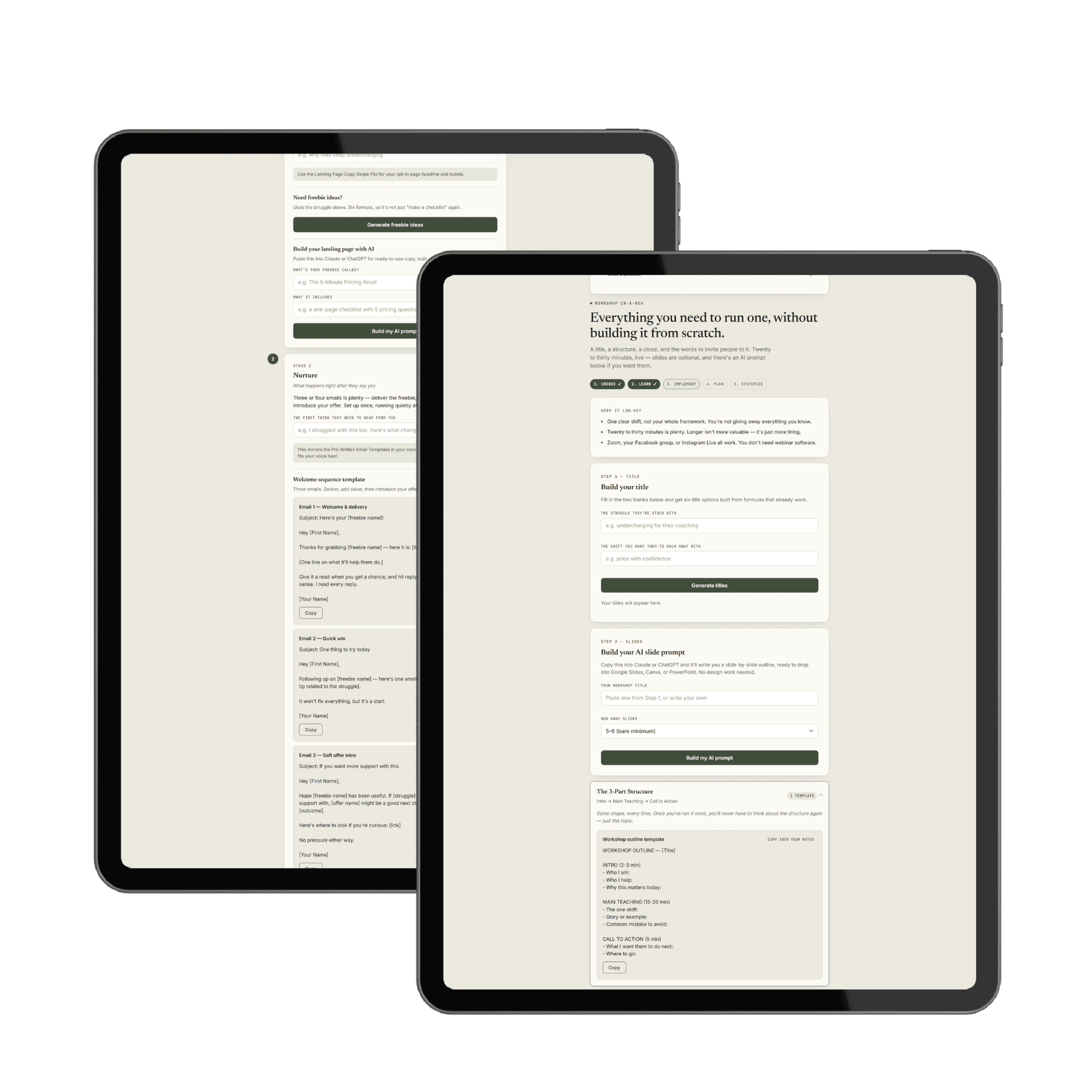 The seven no-hustle client-getting strategies laid out across the training materials.